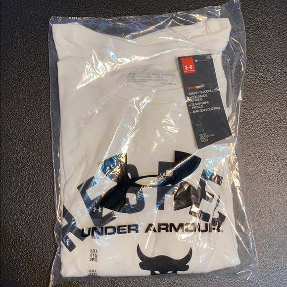 🎄SALE🎄 Project Rock Under Armour Men's Tee Bull White 1347698 100 - Picture 2 of 3